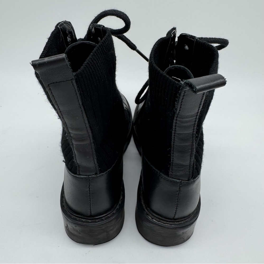 Steve Madden Veeta Black Leather Knit Lace Up Combat Boot Size 7 M - Picture 7 of 11
